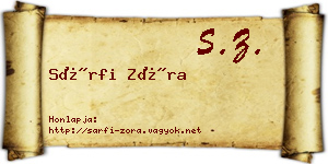 Sárfi Zóra névjegykártya